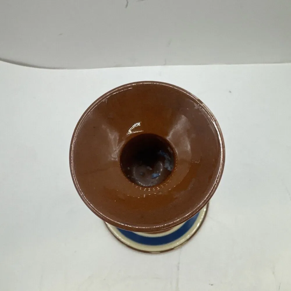 Aller Vale Torquay pottery motto Ware Candlestick Blues Rusts Creams 6.5 In